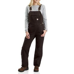 WOMEN'S INSULATED BIBS - RELAXED FIT - WASHED DUCK Brown Large